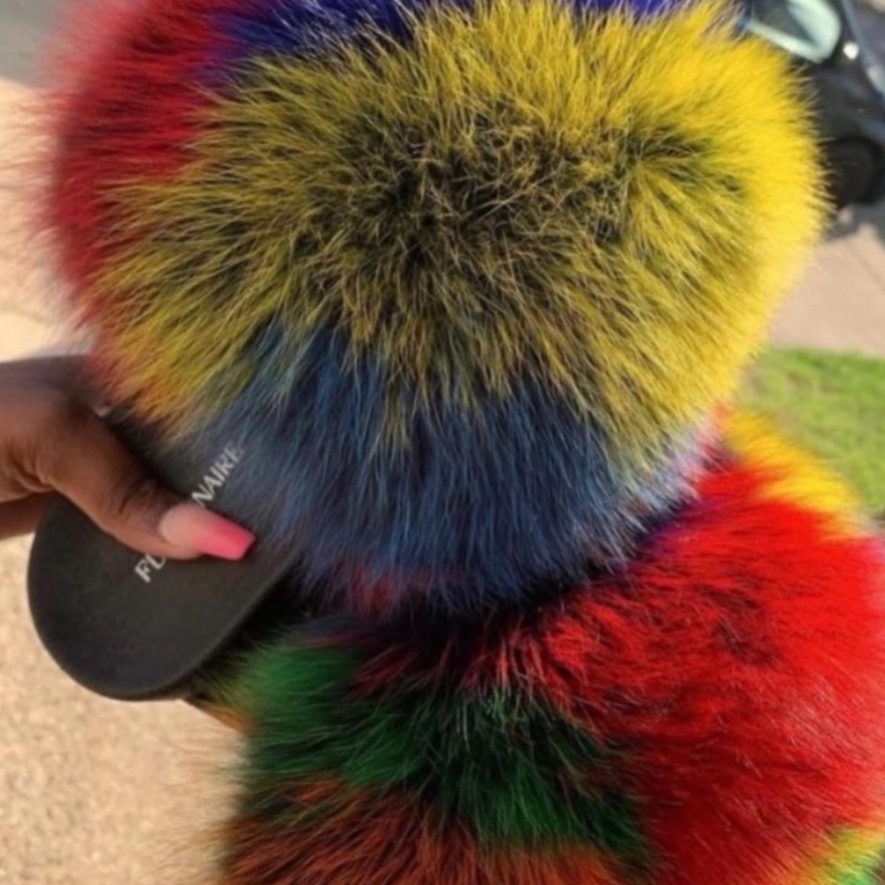Python Colorful Real Fur Slides Sizes 10,10.5,11 … - image 5